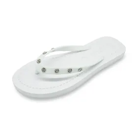 7 Rhinestone Studs - Crystal Rhinestones embellished Flat Flip Flops Sandal