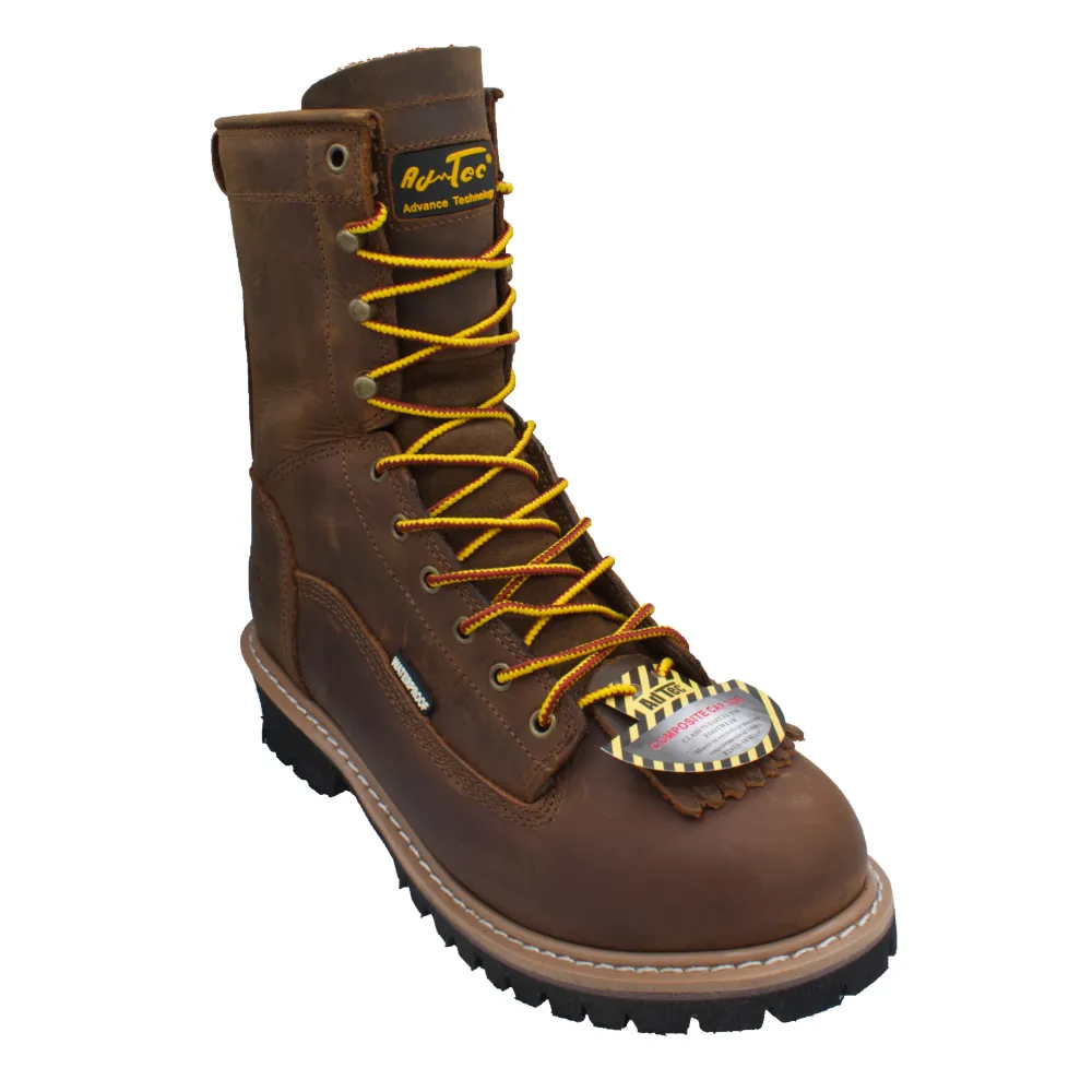 'AdTec' Men's 8" Lace to Toe EH WP Logger Comp Toe - Crazy Horse