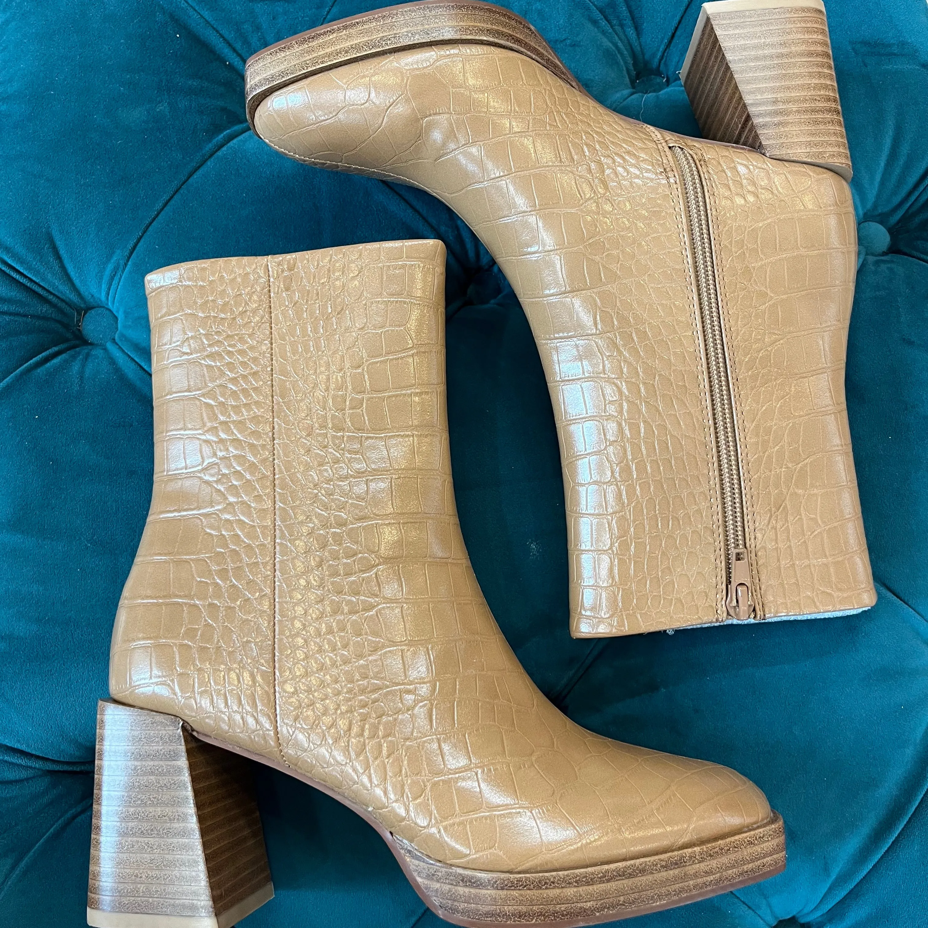 Ariella Crocodile Platform Booties