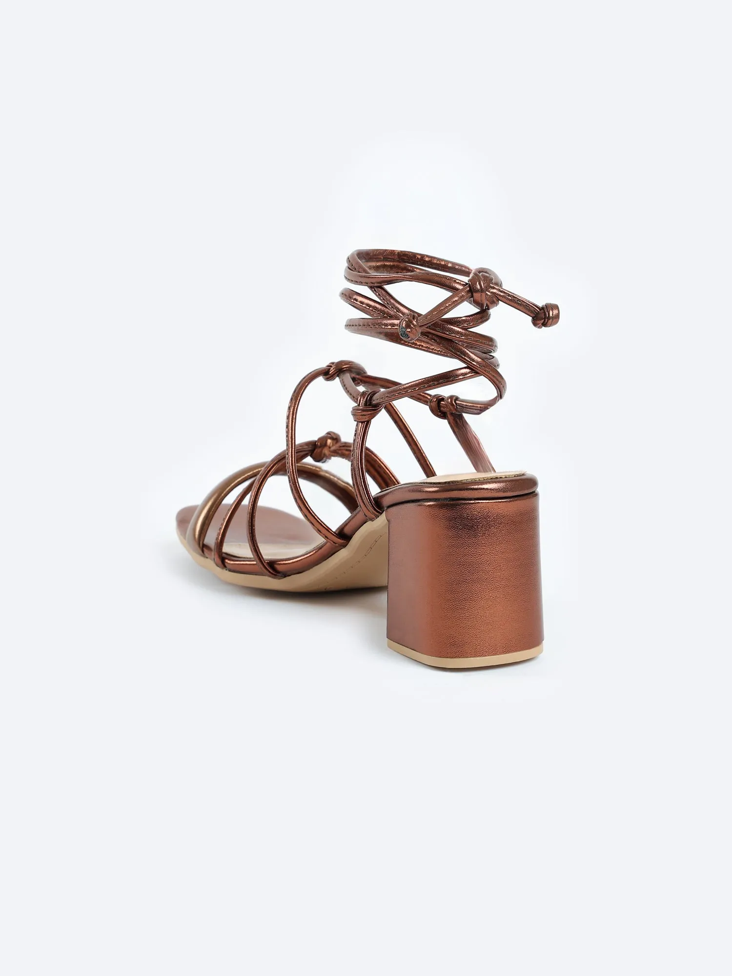 AURORA HEELED SANDALS - BROWN