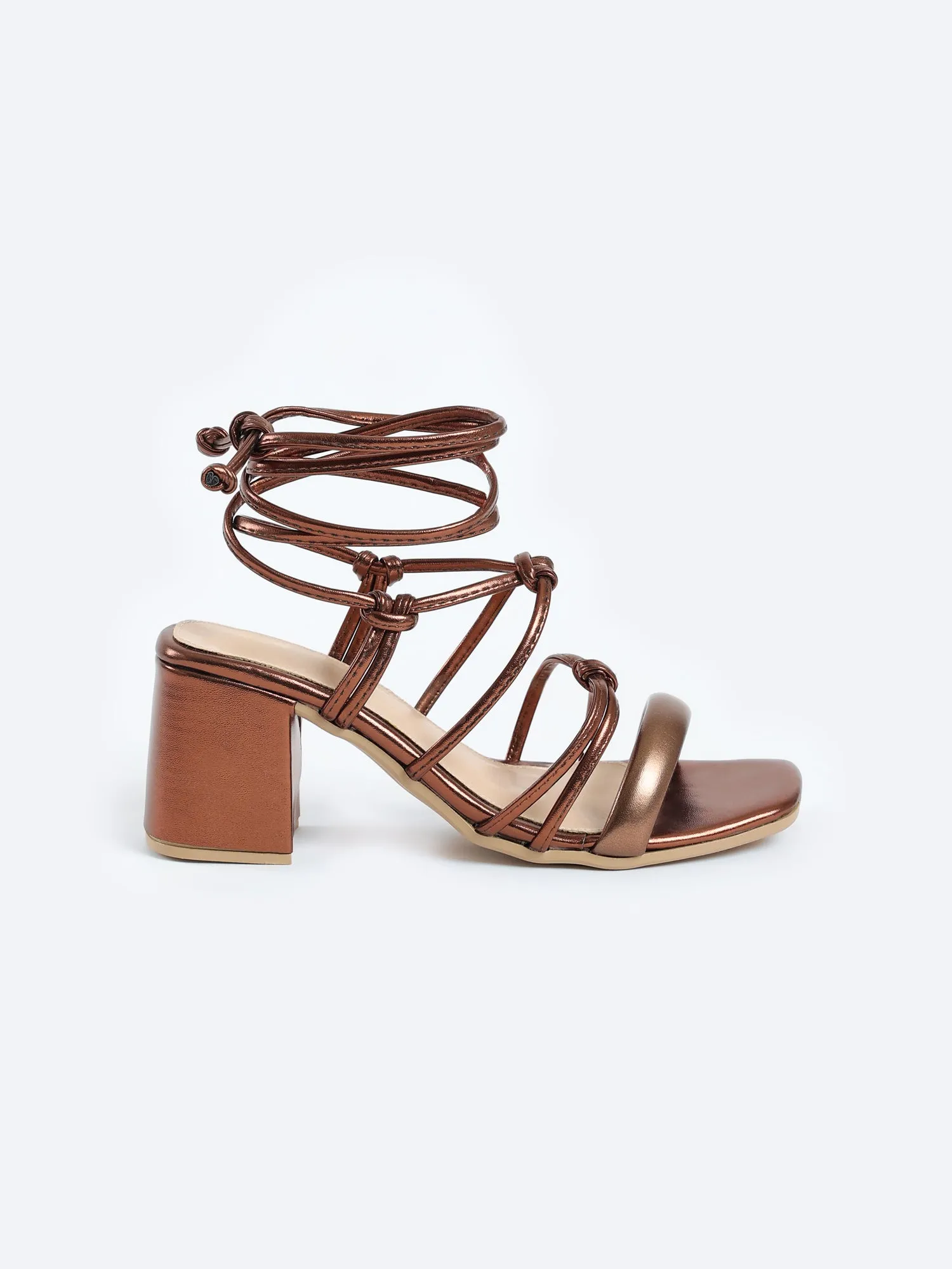 AURORA HEELED SANDALS - BROWN