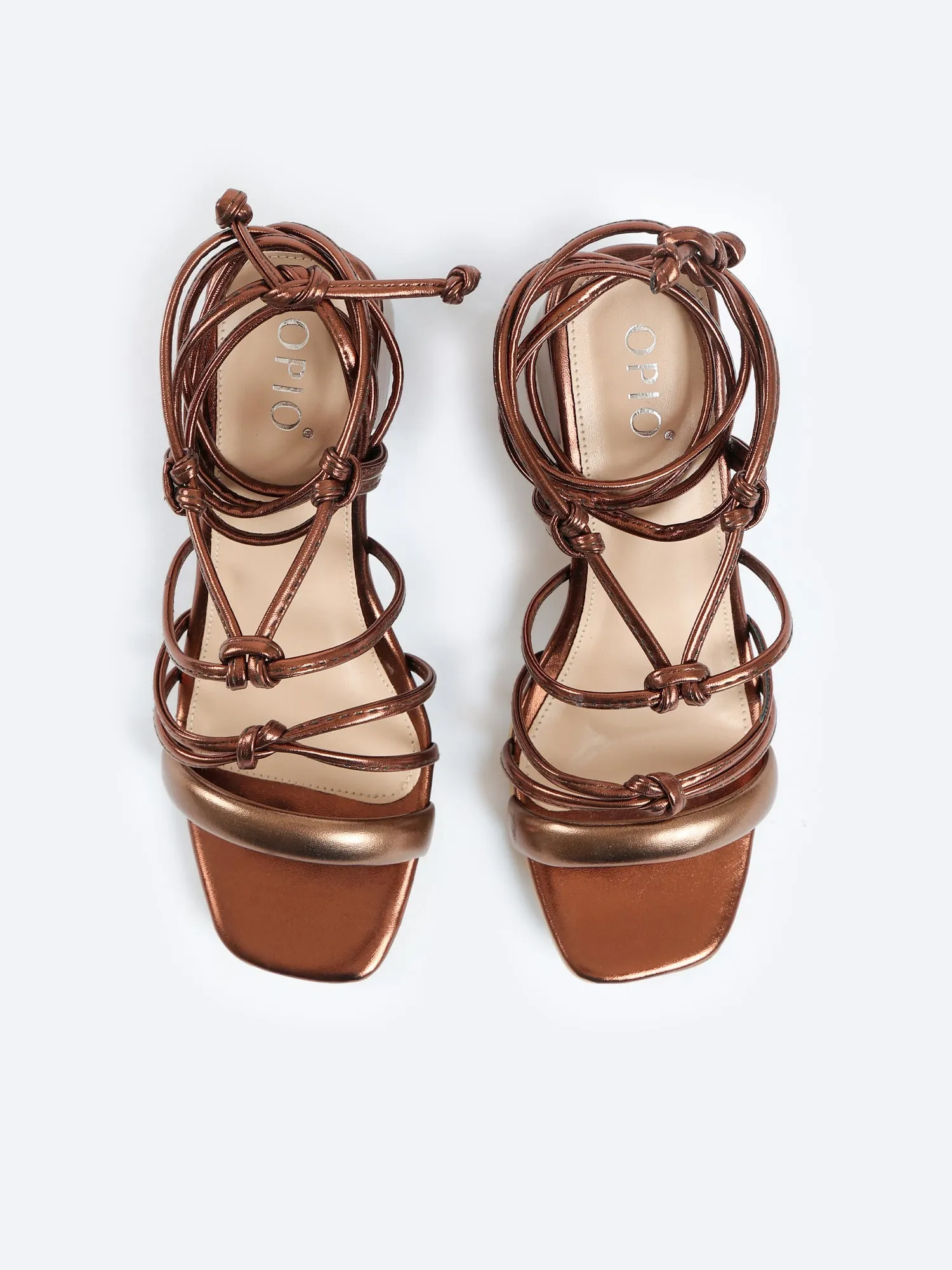 AURORA HEELED SANDALS - BROWN