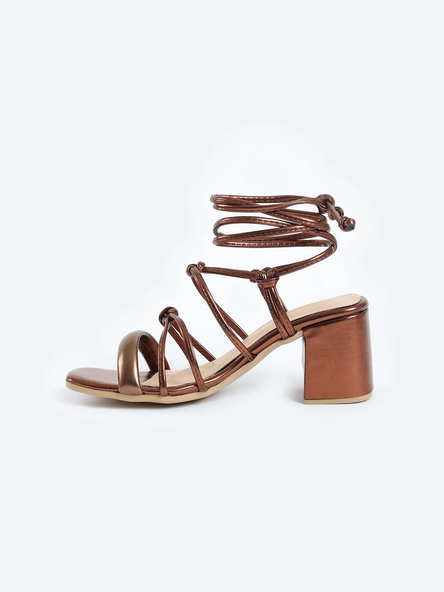 AURORA HEELED SANDALS - BROWN