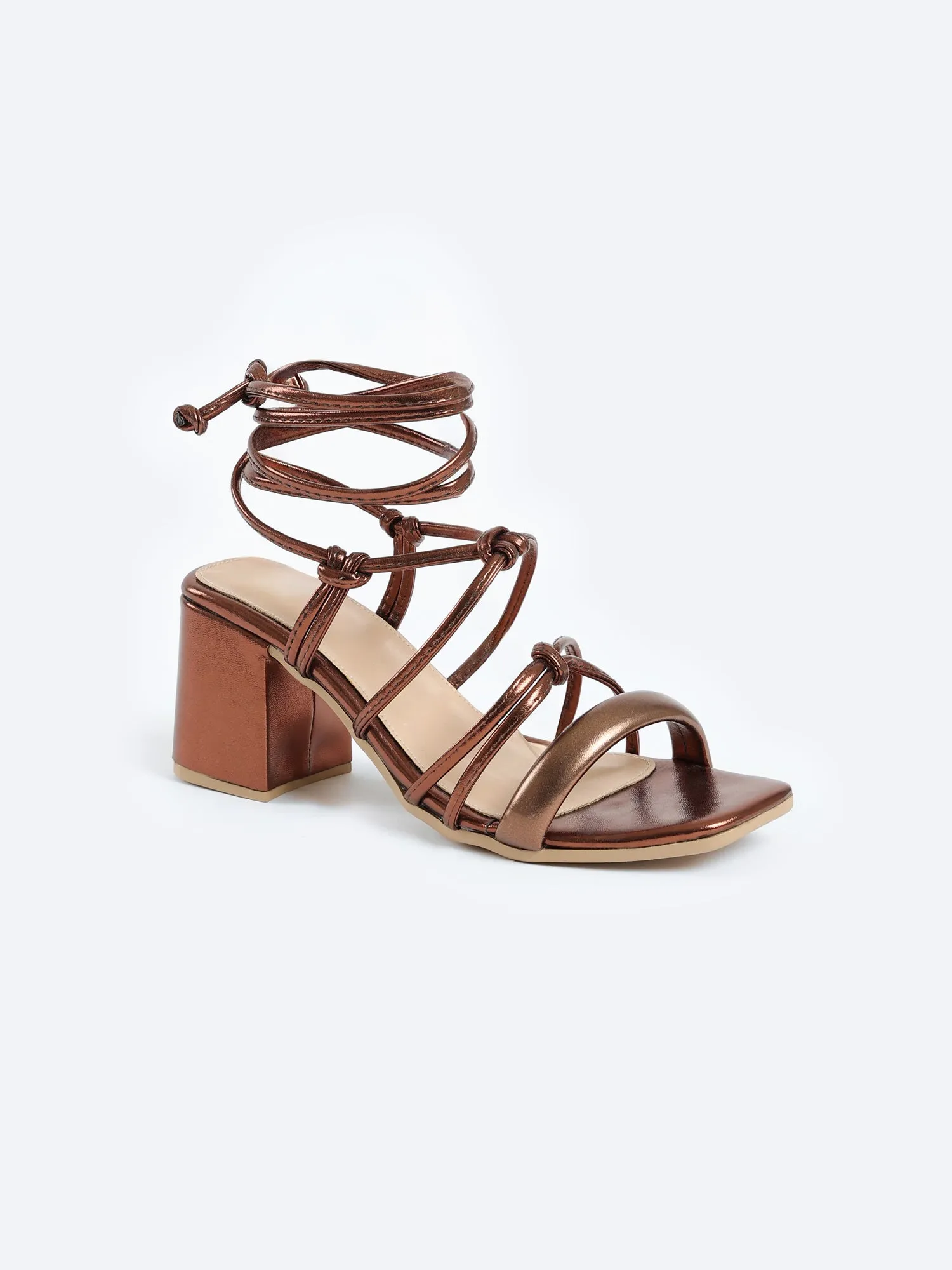 AURORA HEELED SANDALS - BROWN