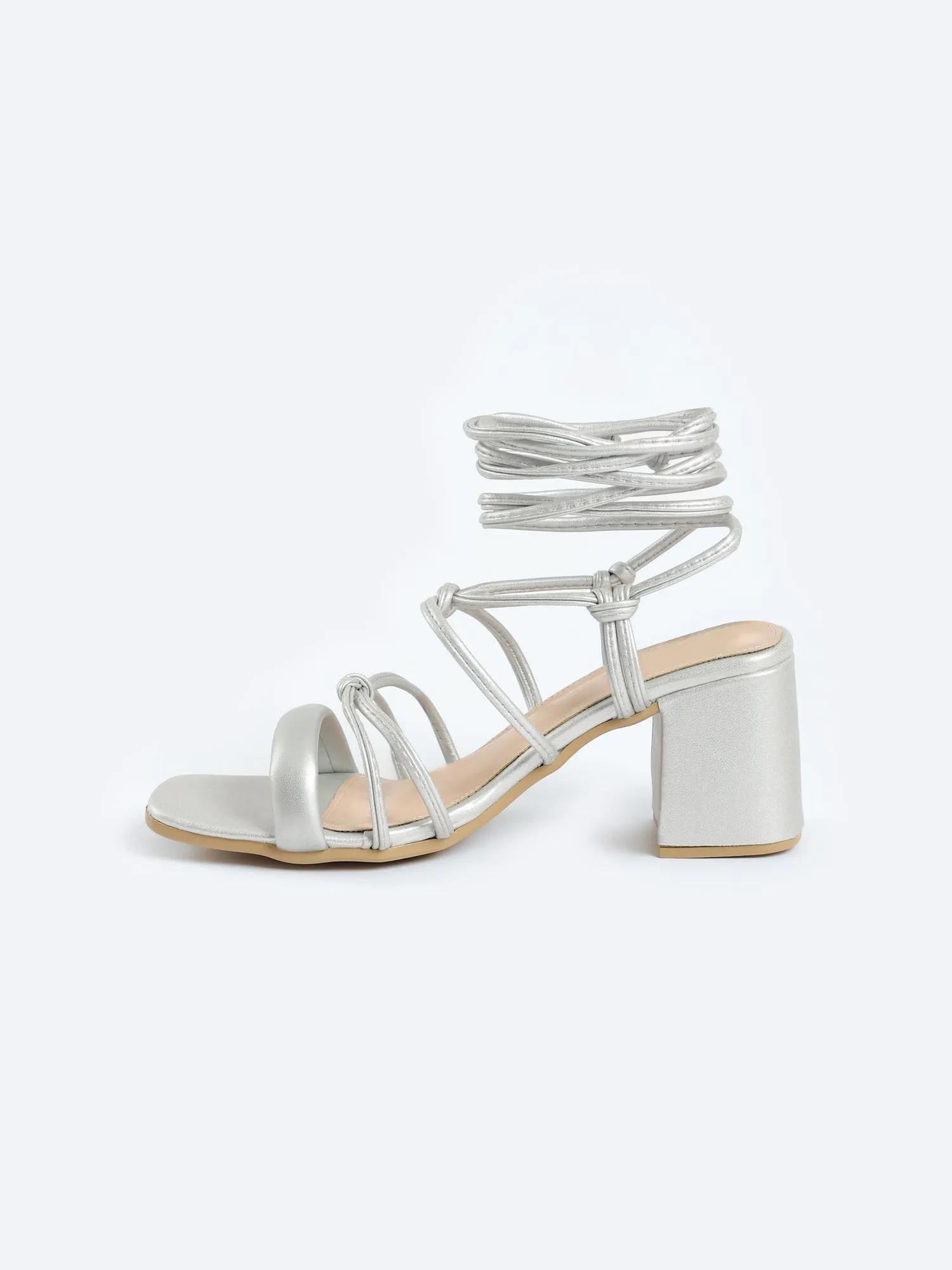 AURORA HEELED SANDALS - SILVER