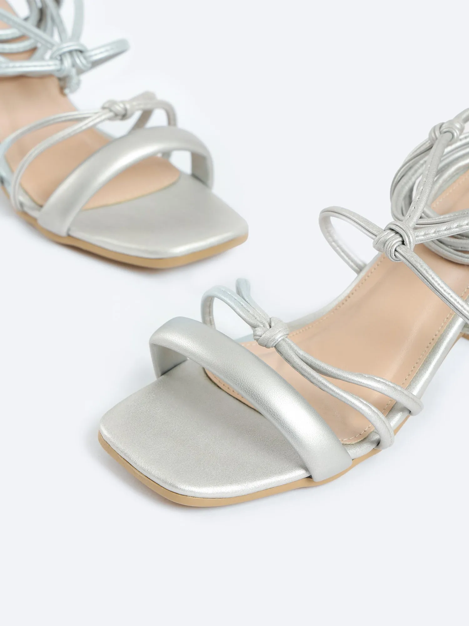 AURORA HEELED SANDALS - SILVER