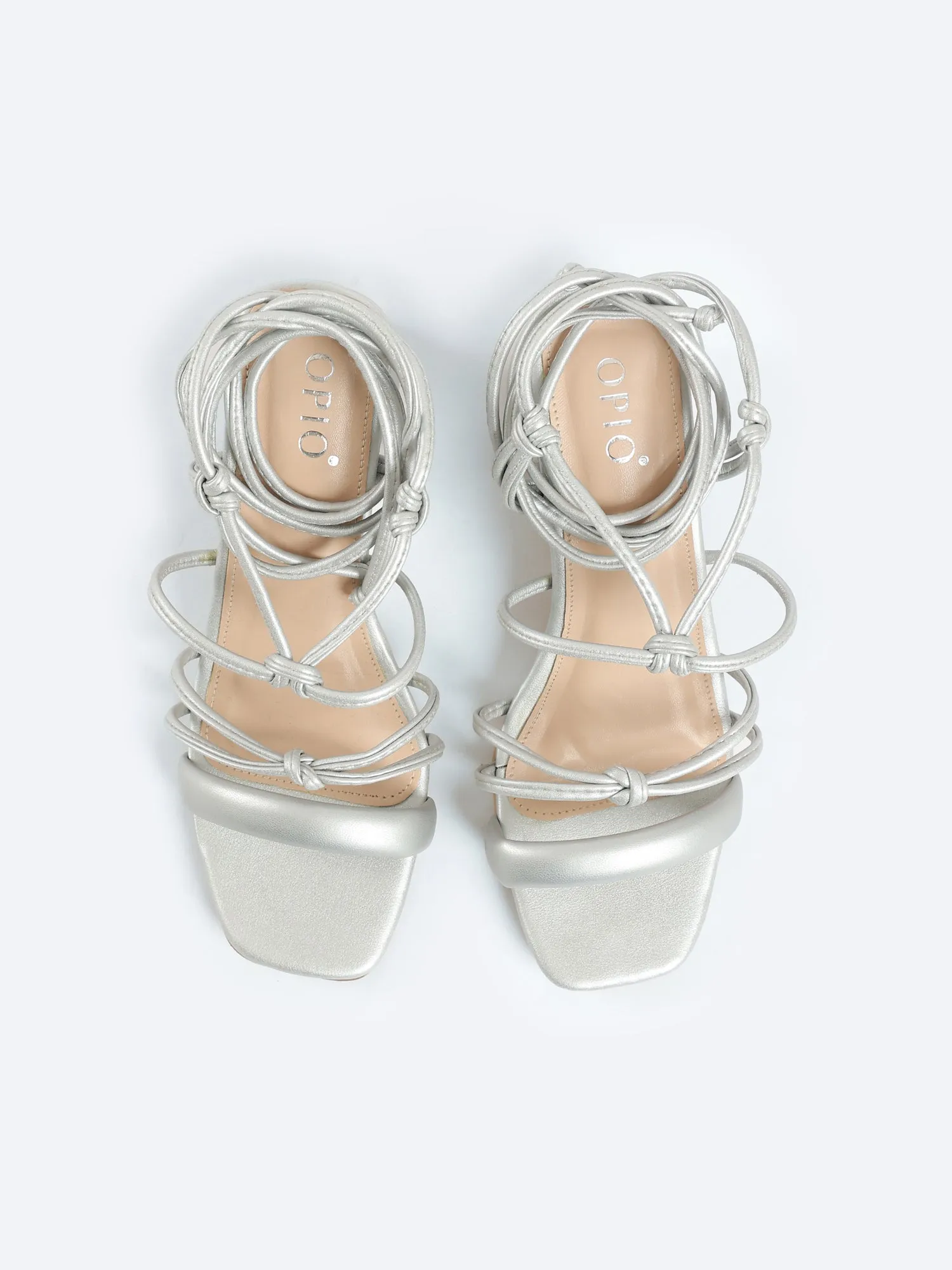 AURORA HEELED SANDALS - SILVER