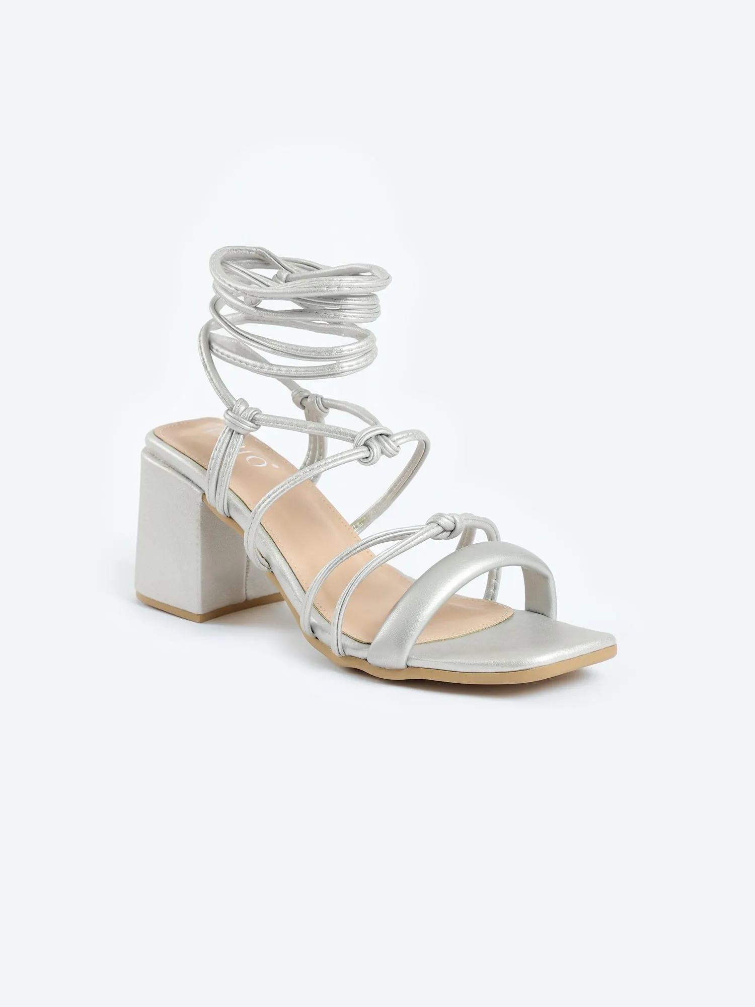 AURORA HEELED SANDALS - SILVER