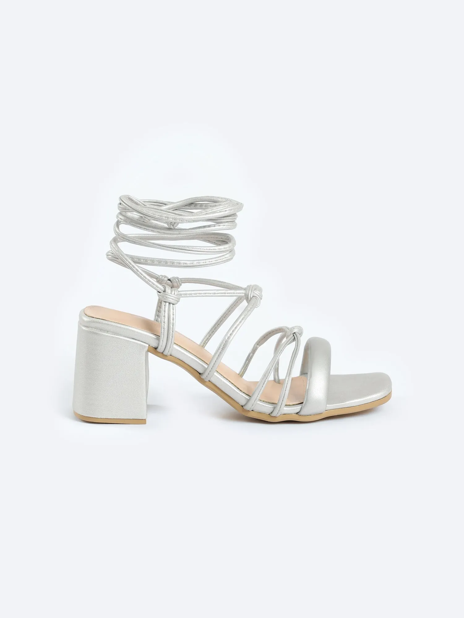 AURORA HEELED SANDALS - SILVER