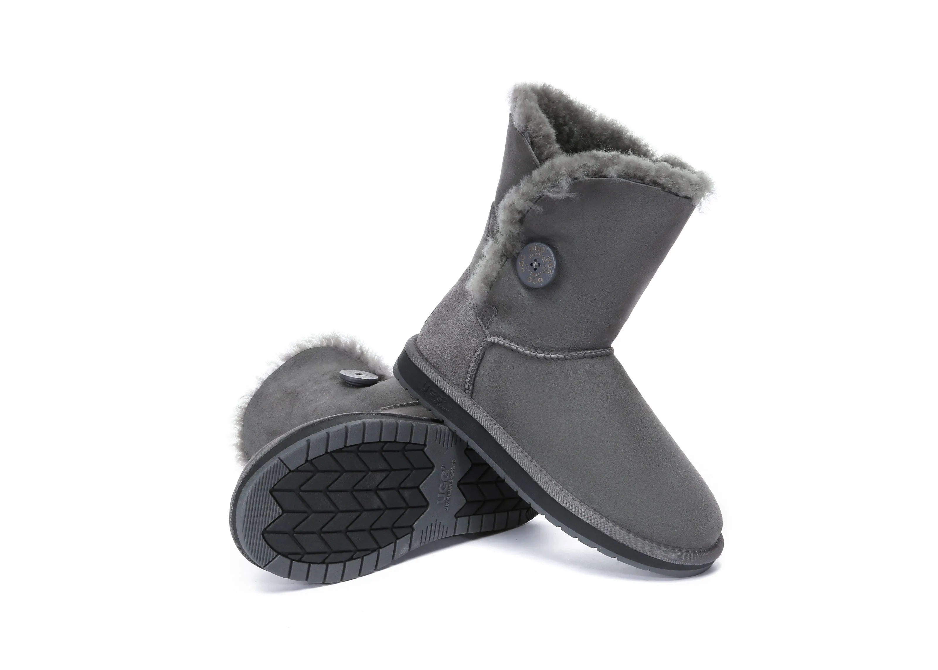 Australian Premium Double Face Sheepskin Short Button Water Resistant Boots