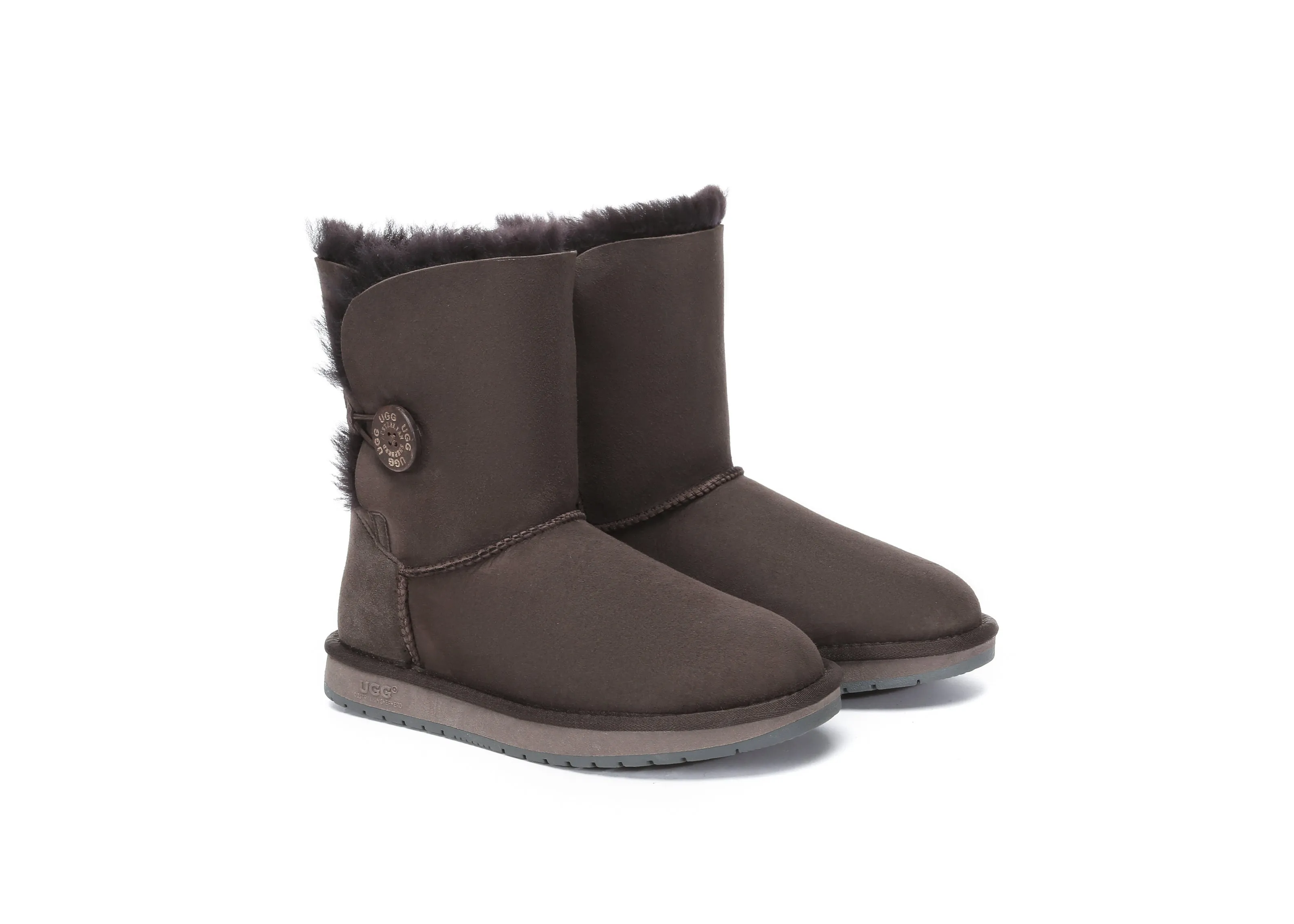 Australian Premium Double Face Sheepskin Short Button Water Resistant Boots