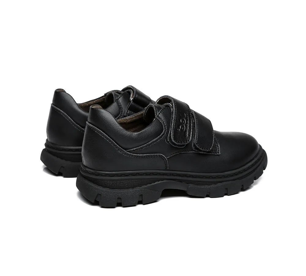 Ava Kids Leather Black School Shoes