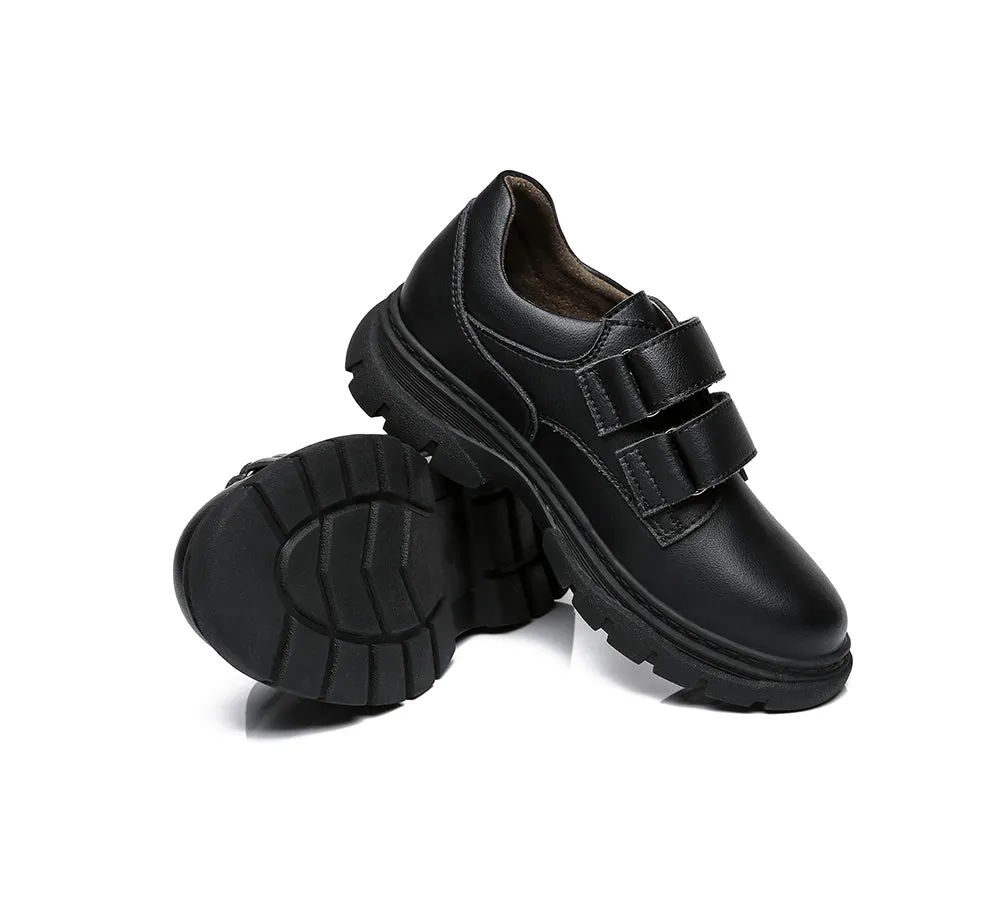 Ava Kids Leather Black School Shoes