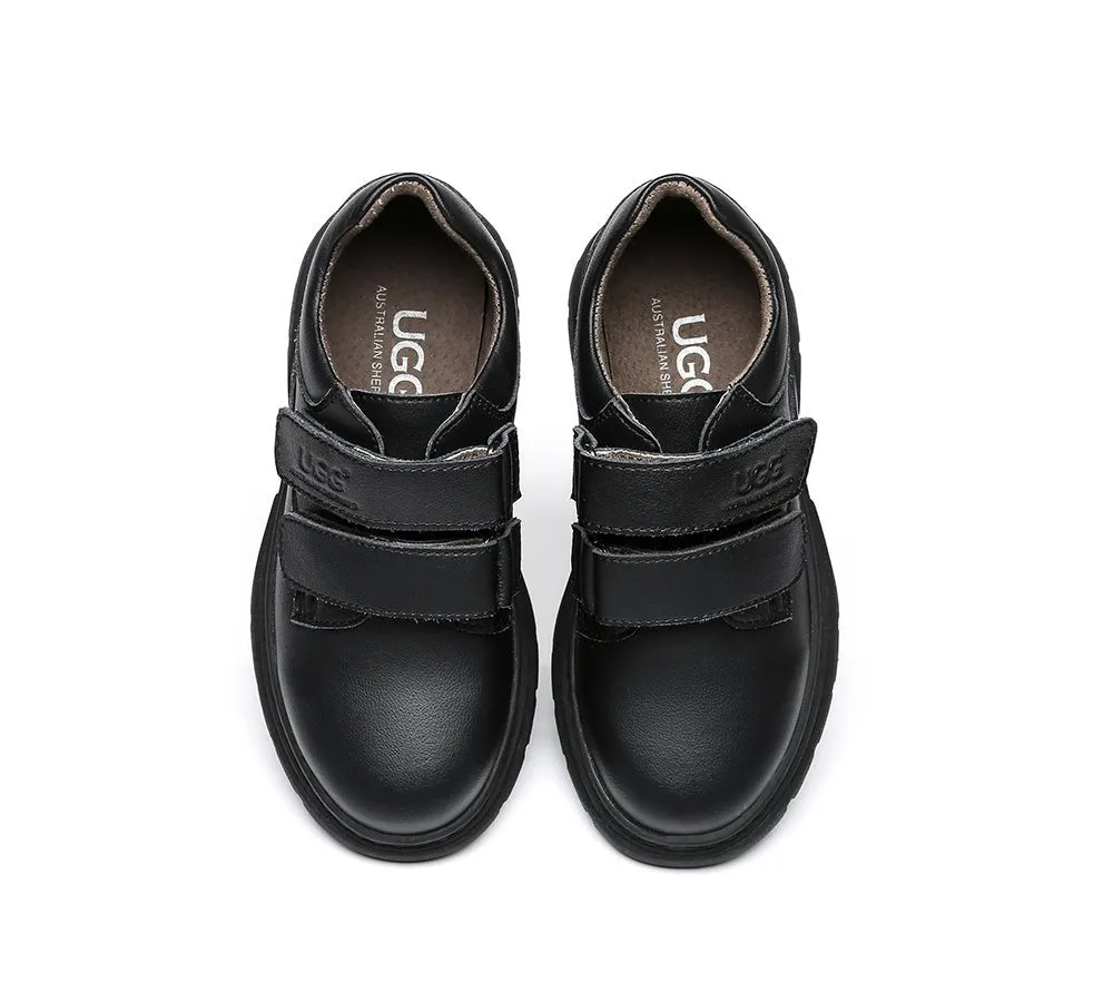 Ava Kids Leather Black School Shoes