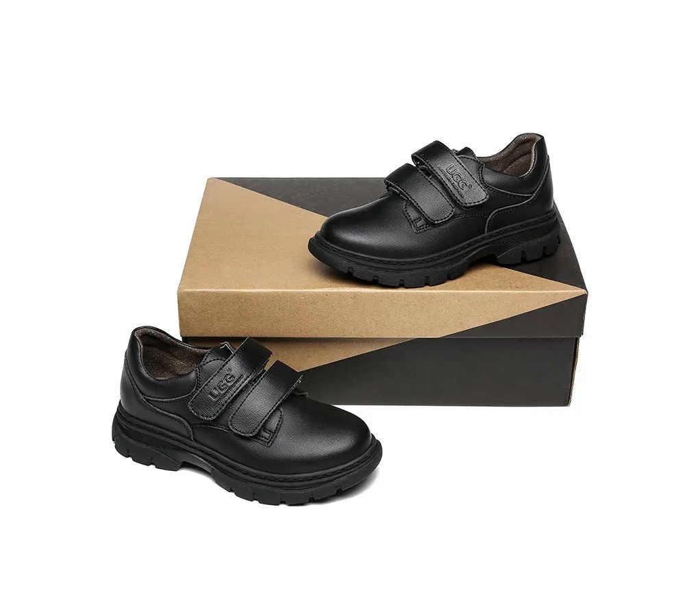 Ava Kids Leather Black School Shoes