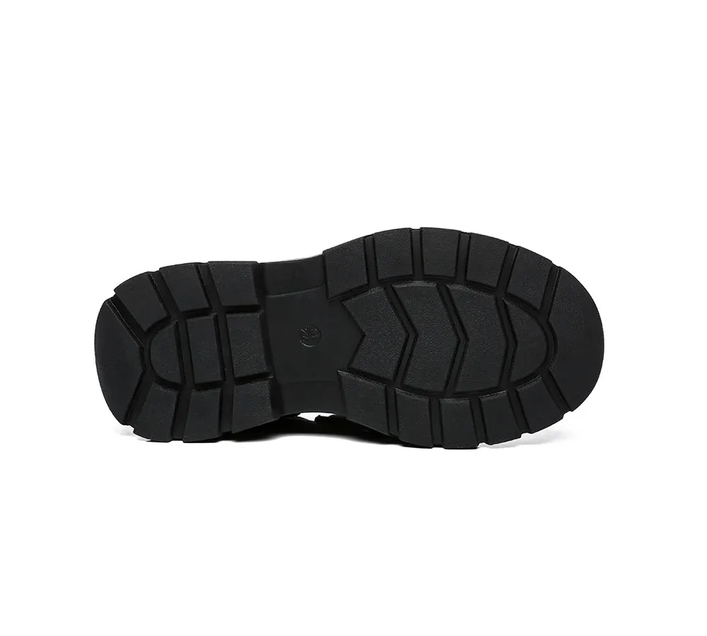 Ava Kids Leather Black School Shoes