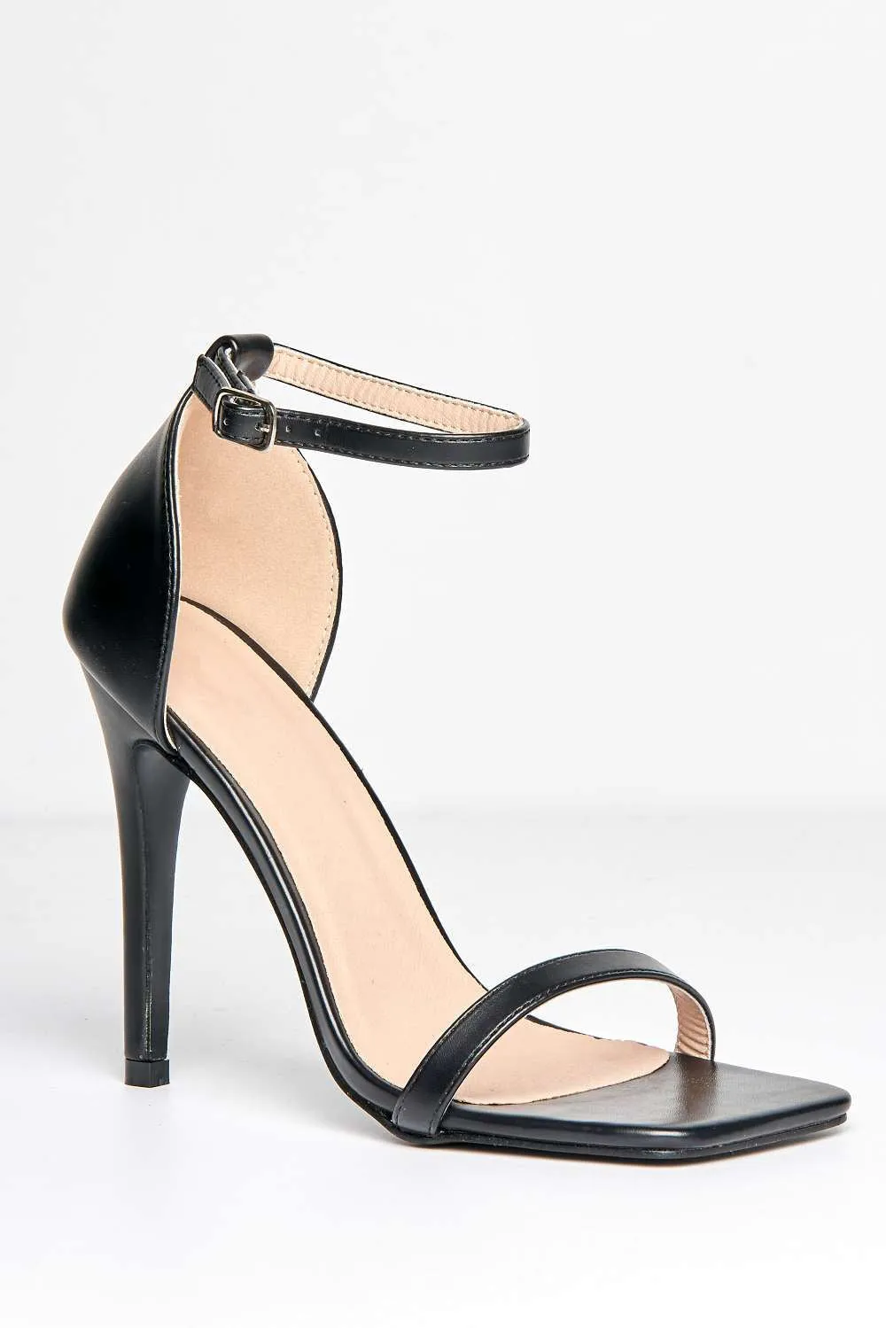 Aveena Ankle Strap Heels in Black Matt