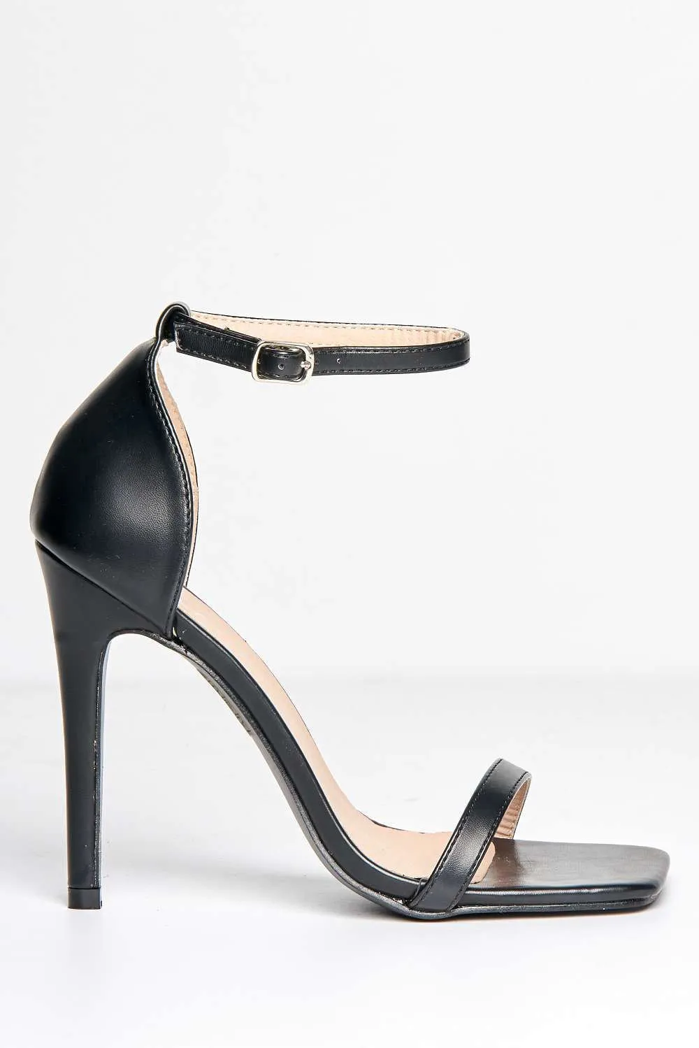 Aveena Ankle Strap Heels in Black Matt