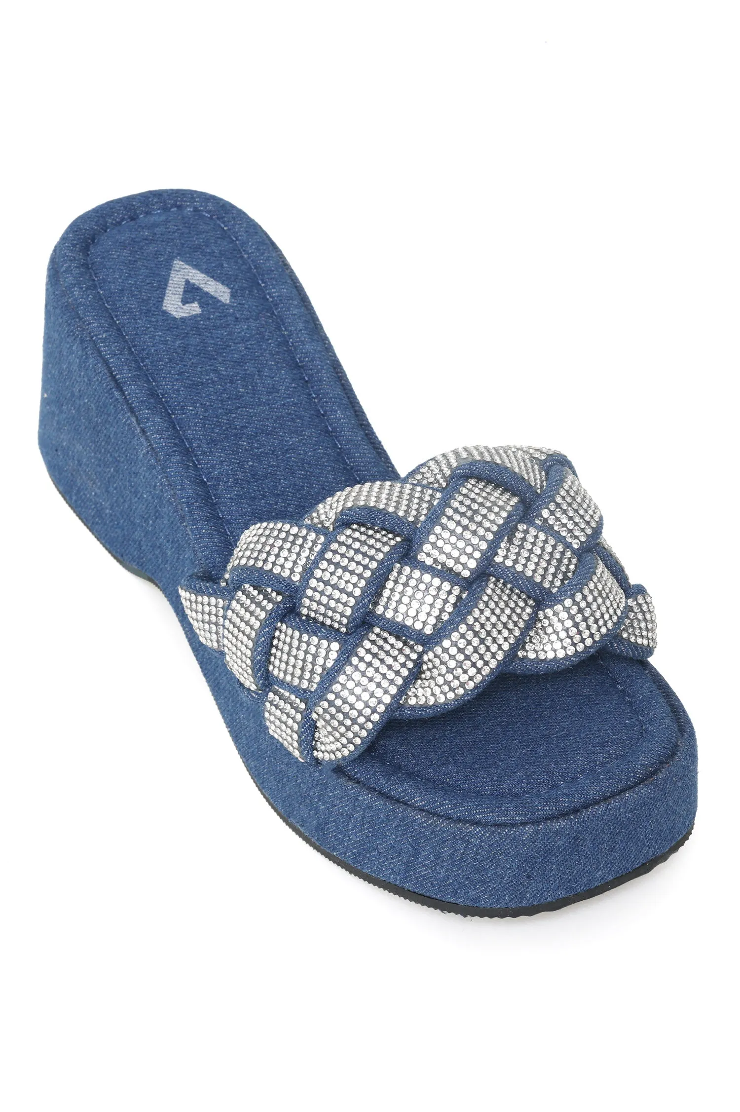 BASKET WEAVE PLATFORMS-BLUE