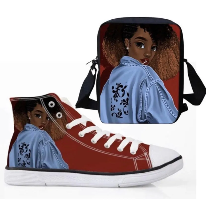 BLACK GIRL MAGIC HIGH TOP BOY SHOES AND BAG COMBO SET