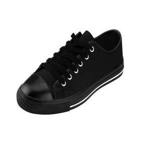 Black Men's Sneakers, Solid Color Low-Top Tennis Fashion Running Shoes (US Size 7-15)