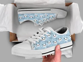 Blue Panda Shoes Panda Sneakers Cute Shoes Panda Lover Gifts Custom Low Top Converse Style Sneakers For Adults Women & Men