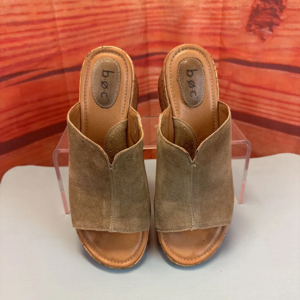 B.O.C TAN LEATHER CORK WEDGES SZ 9 TCC