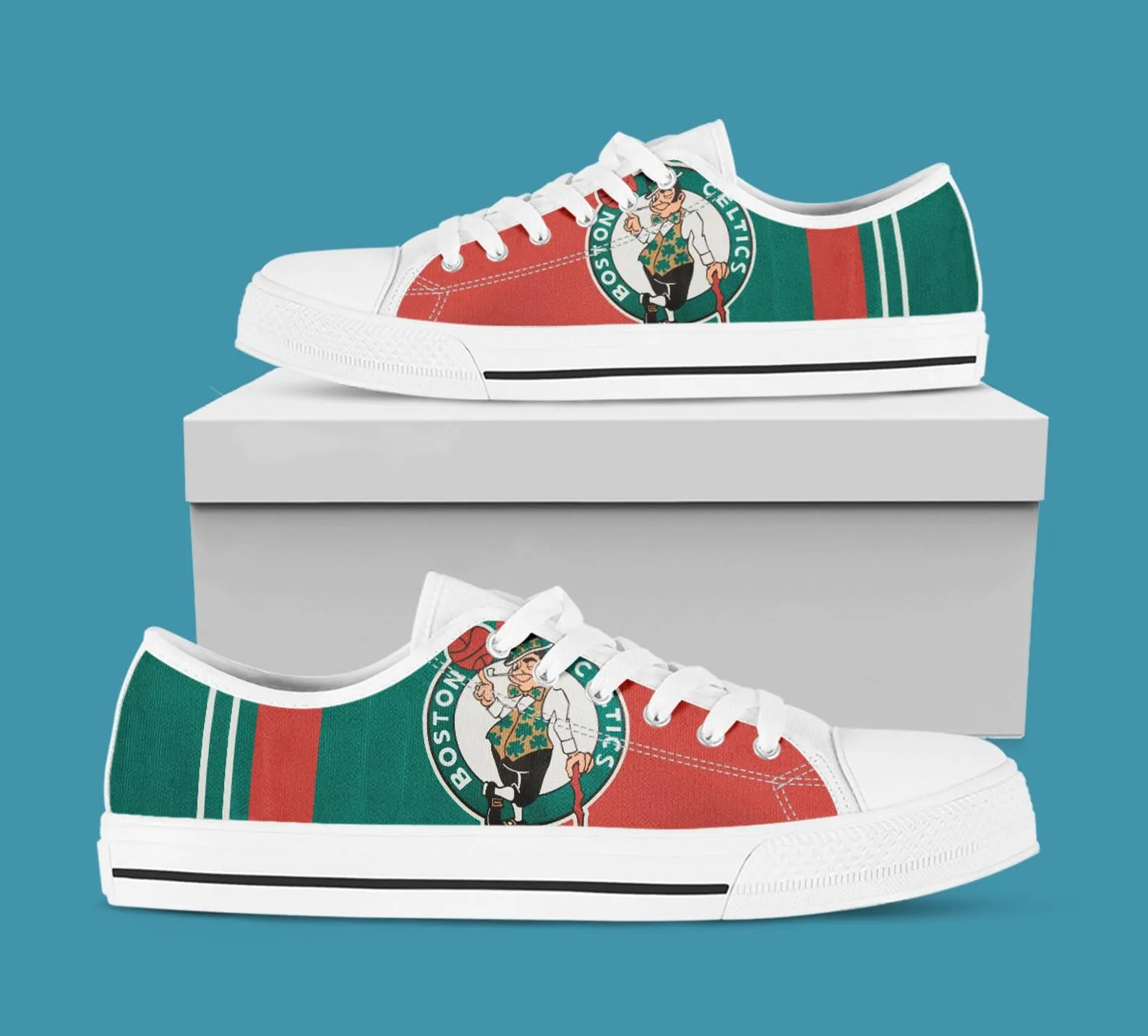 Boston Celtics Custom Lowtop, Basketball Custom Shoes, Sport Lowtop, Canvas Shoes, Canvas Lowtop, Unisex Shoes, Gift Birthday