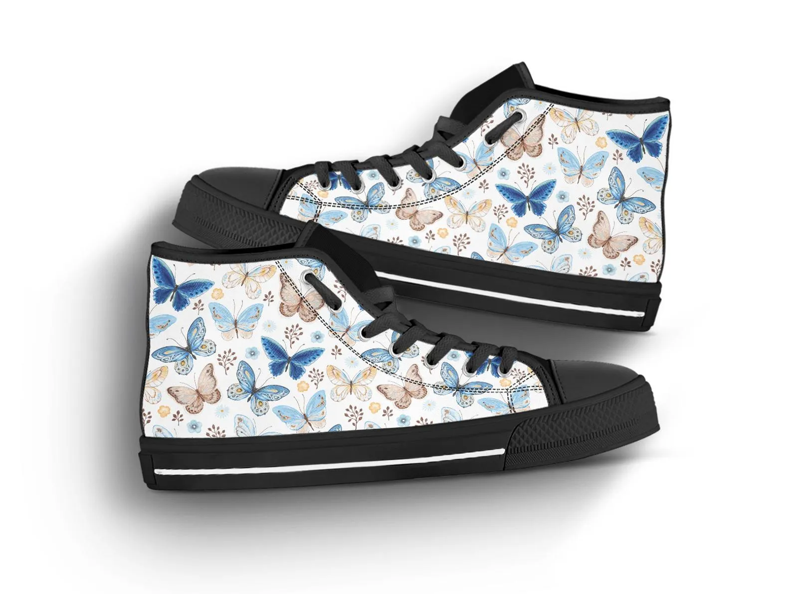 Butterfly Print Shoes Butterfly Sneakers Cute Shoes Butterfly Lover Gifts Custom High Top Converse Style Sneakers For Adults Women & Men