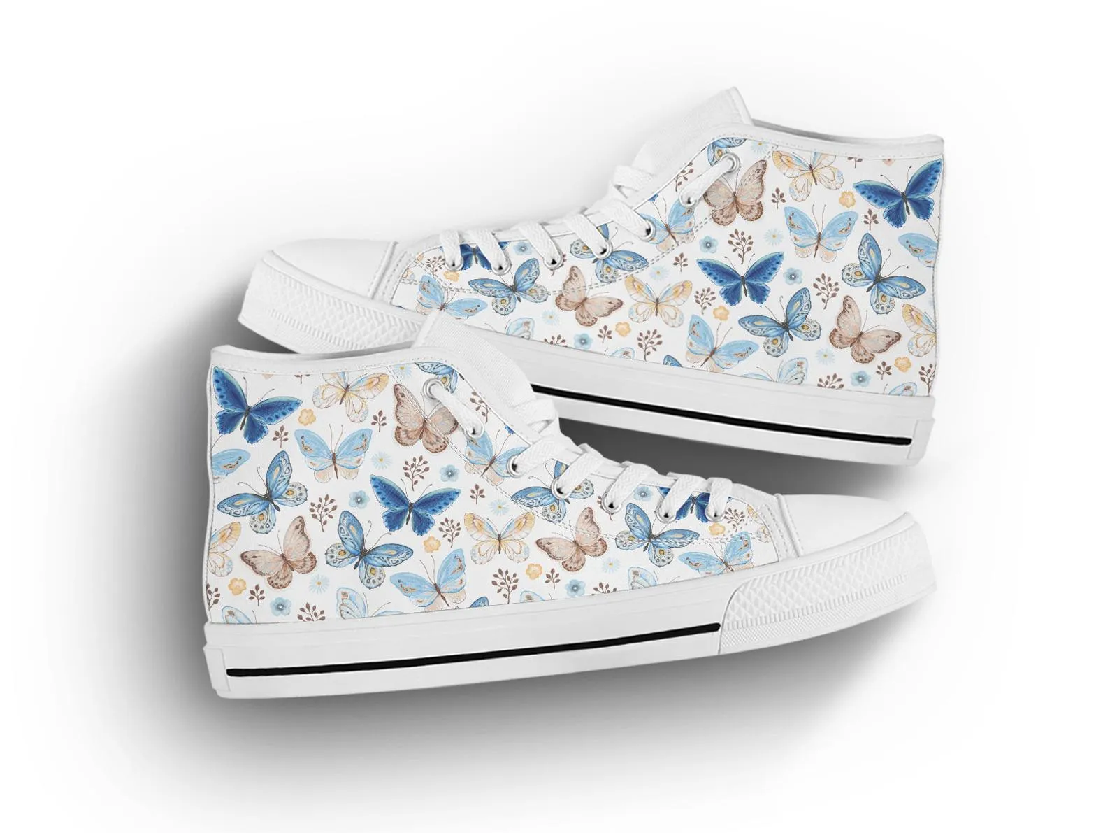 Butterfly Print Shoes Butterfly Sneakers Cute Shoes Butterfly Lover Gifts Custom High Top Converse Style Sneakers For Adults Women & Men