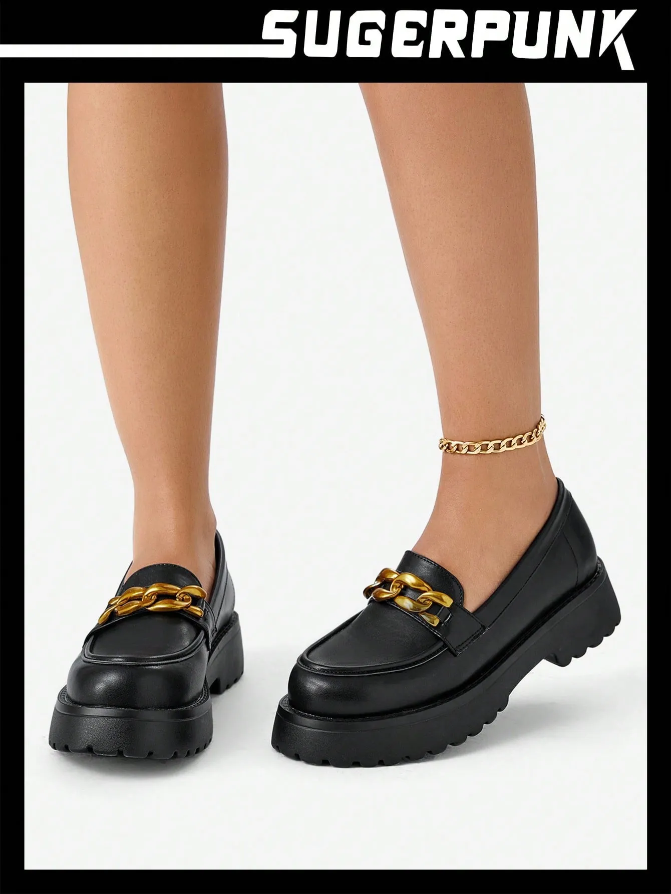 Chain Decor Flatform Loafers