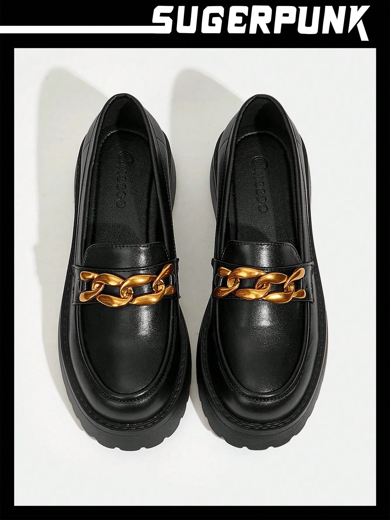 Chain Decor Flatform Loafers