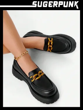 Chain Decor Flatform Loafers