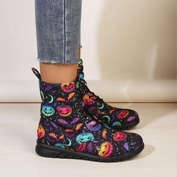 Christmas-Themed Print Low-Cut Martin Boots for Women 86294505C