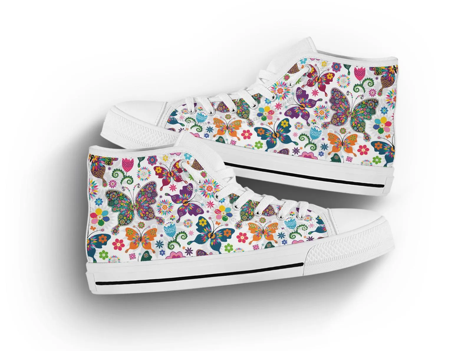 Colorful Butterfly Shoes Butterfly Sneakers Cute Shoes Butterfly Lover Gifts Custom High Top Converse Style Sneakers For Adults Women & Men