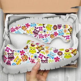 Colorful Owl Shoes Owl Print Sneakers Owl Running Shoes Athletic Casual Shoes Owl Lover Gifts Clothing for Womens Mens Kids Adults