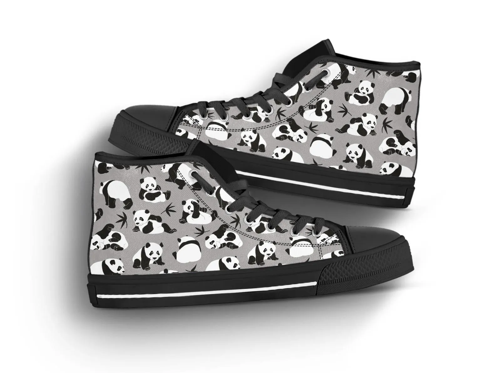 Cute Panda Shoes Panda Sneakers Cute Shoes Panda Lover Gifts Custom High Top Converse Style Sneakers For Adults Women & Men