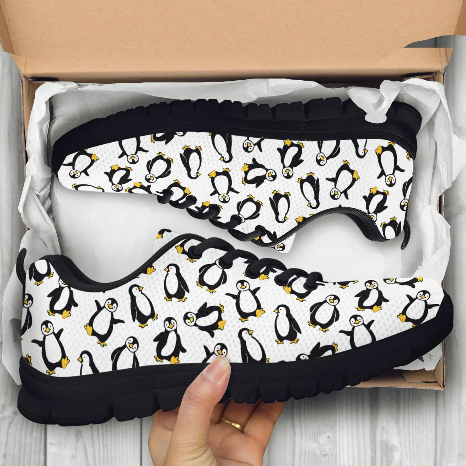 Cute Penguin Shoes Penguin Printed Sneakers Penguin Running Shoes Casual Shoes Penguin Lover Gifts Clothing for Womens Mens Kids Adults