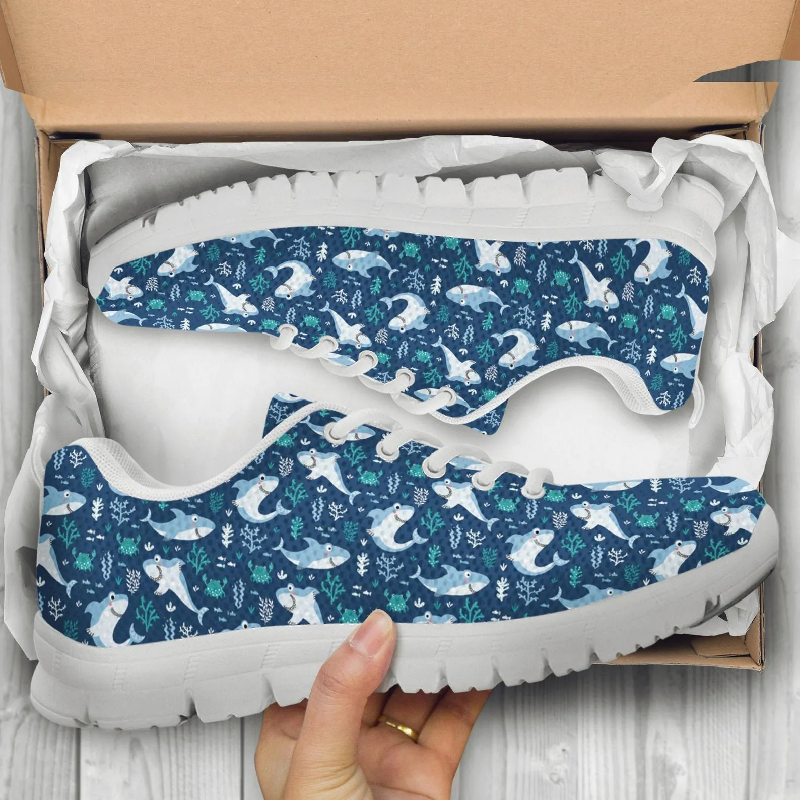 Cute Shark Shoes Baby Shark Sneakers Shark Running Shoes Athletic Casual Shoes Shark Lover Gifts Clothing for Womens Mens Kids Adults