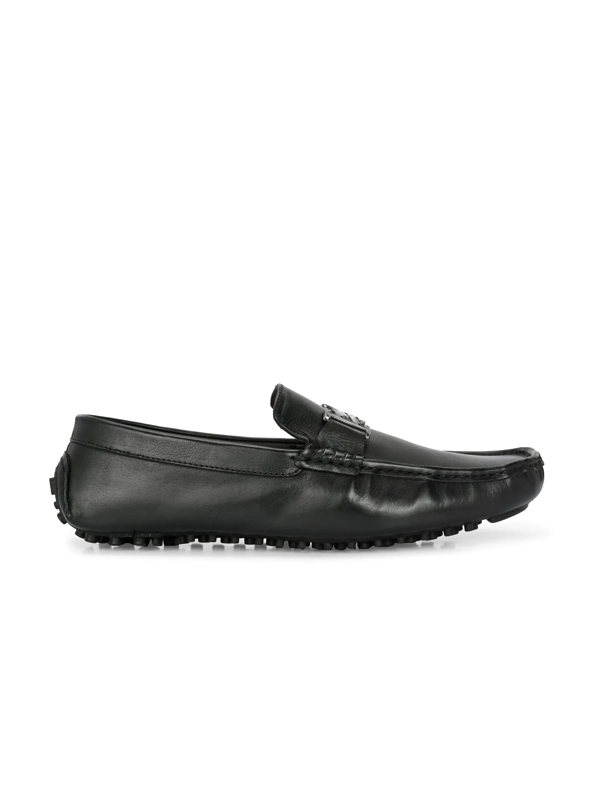 Stylish Diaz Black Leather Driving Loafers for Men – Comfortable Footwear for Casual and Formal Occasions