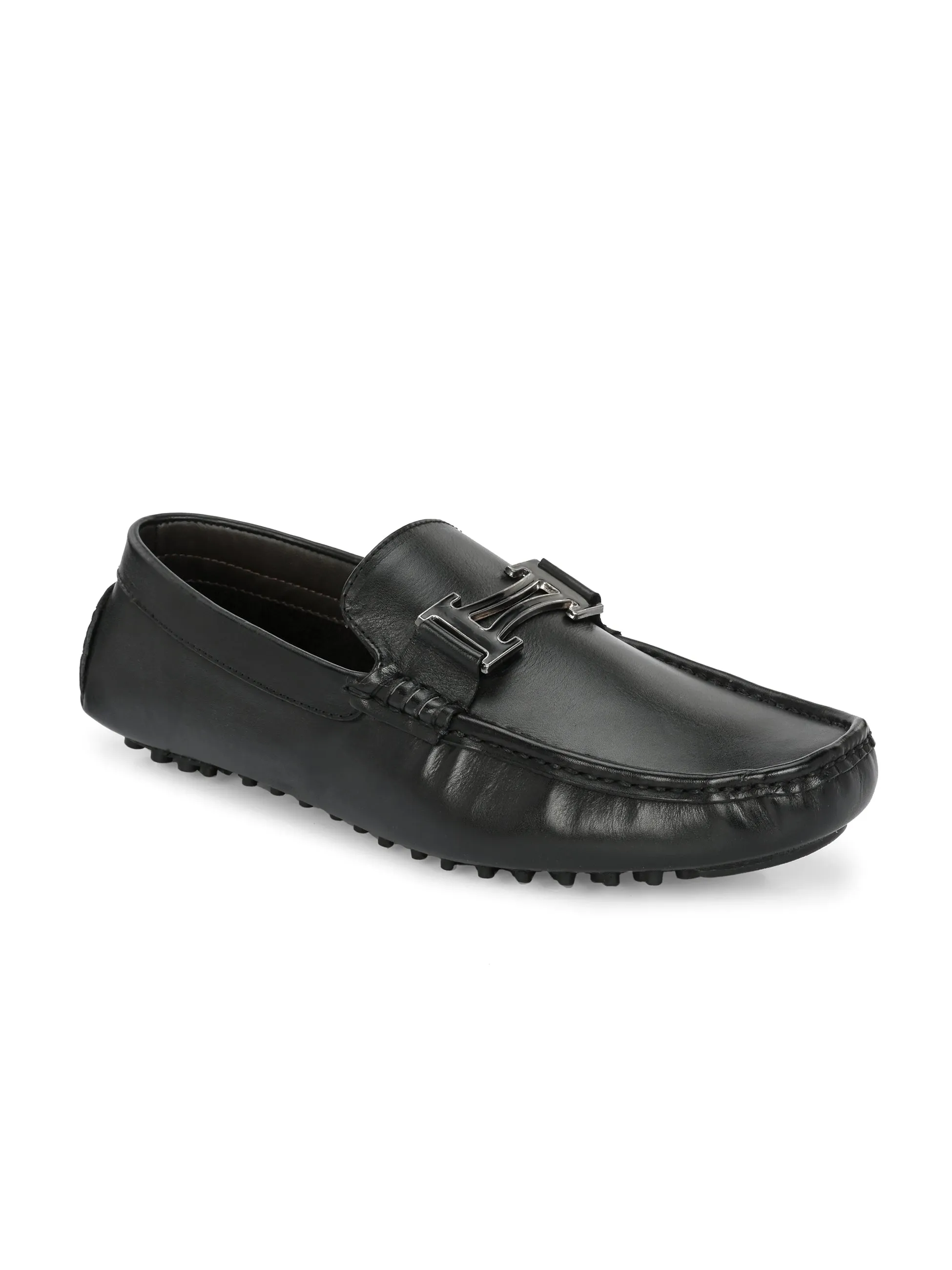 Stylish Diaz Black Leather Driving Loafers for Men – Comfortable Footwear for Casual and Formal Occasions