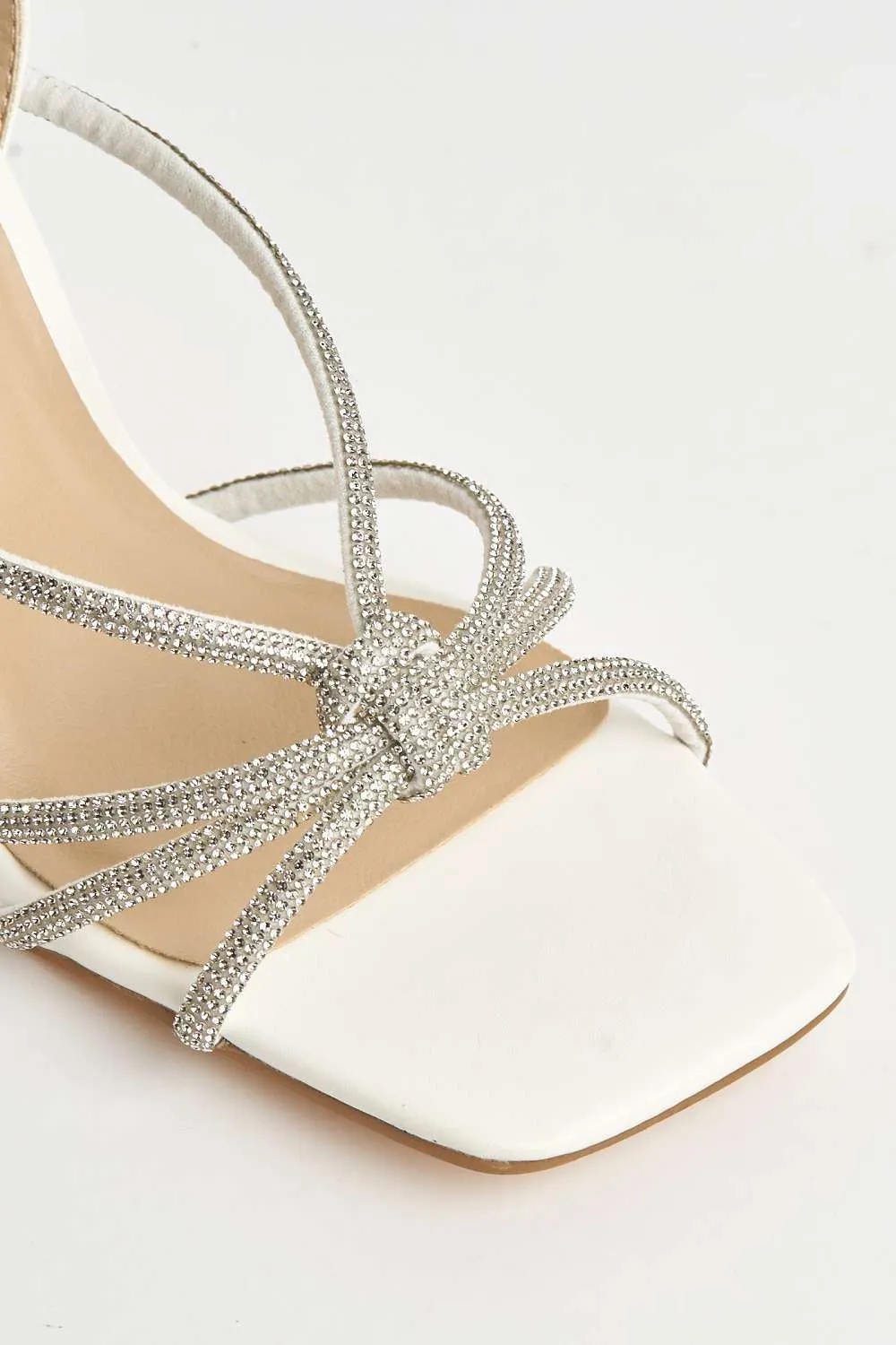 Elliana Diamante Embellished Heeled Sandals in White