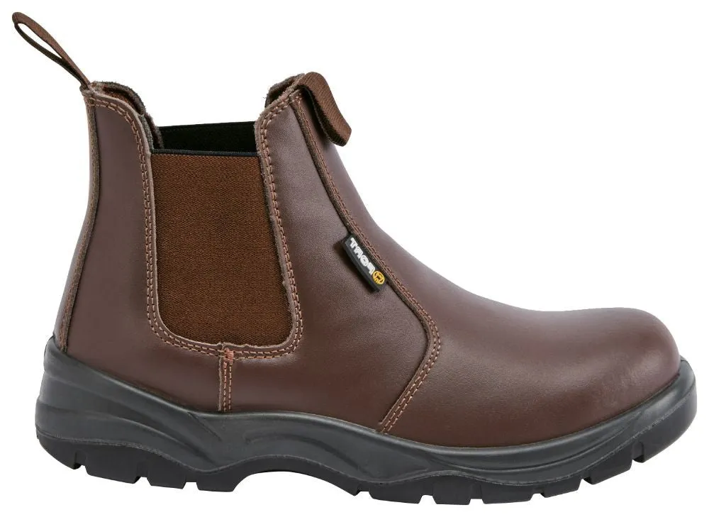 Fort Nelson FF103 Slip On Leather Safety Boot-BROWN