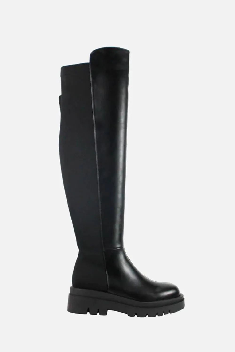 Gallious Chunky Sole Knee High Boots in Black