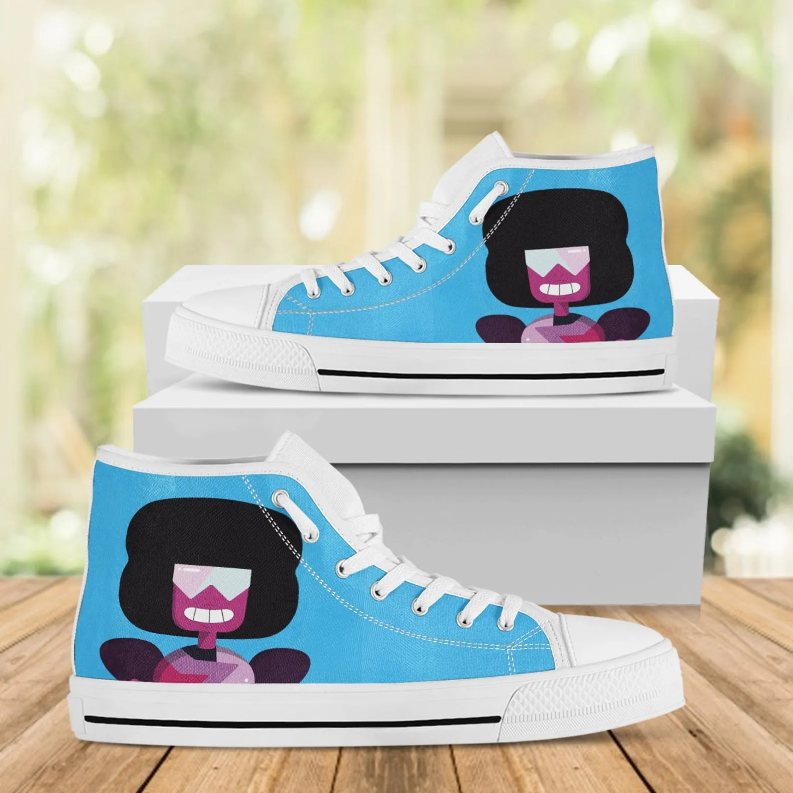 Garnet Custom Shoes, Movie Shoes, Steven Universe Movie, Cartoon Hightops, Cartoon Network, Custom Hi Tops, Cartoon Character