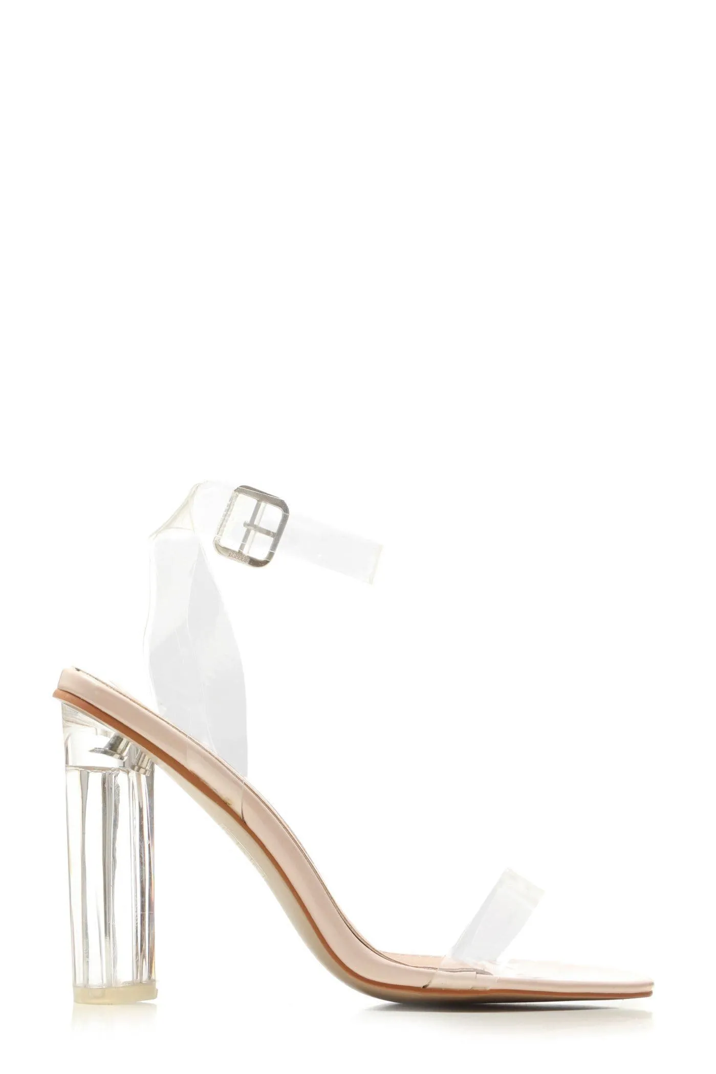 Gotta Clear Idea Block Heel Clear Strap Sandal in Clear