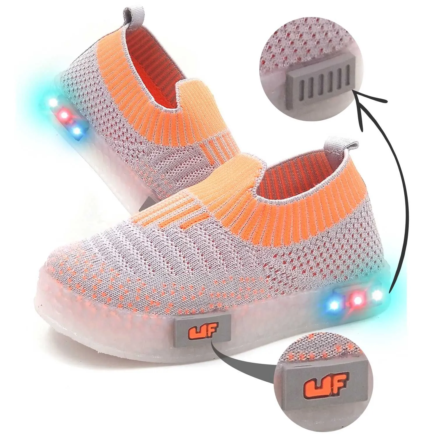 Jumbo Breathable Slip-On Shoes With LED Lights