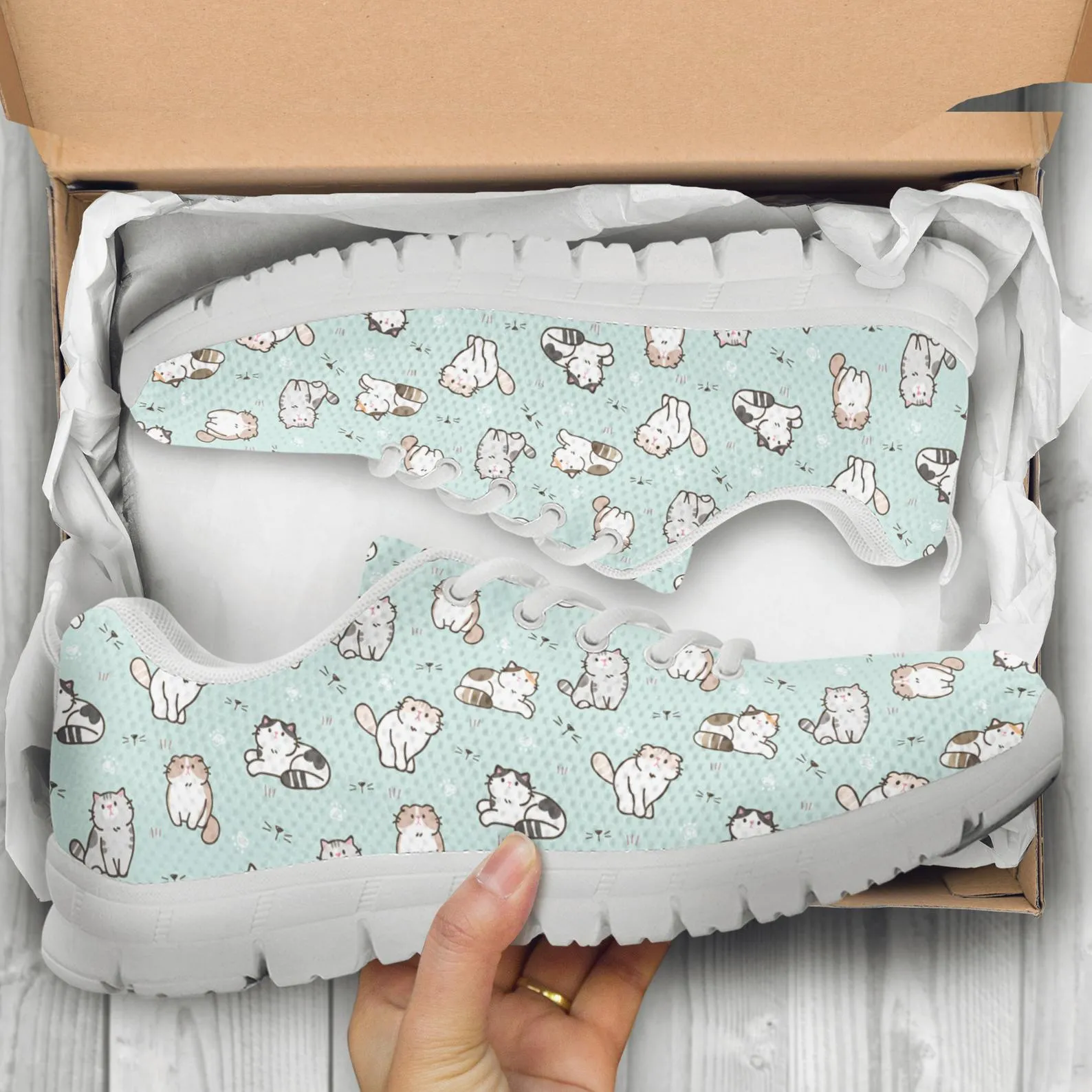 Kitty Cat Shoes Cat Printed Sneakers Kitty Running Shoes Cat Owner Gifts Clothing for Womens Mens Kids Adults