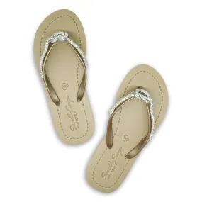 Knot_Crystal Rhinestone rope - Womens Flat Flip Flops Sandal