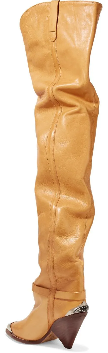 'Lafsten' Embellished Leather Over-the-Knee Boots